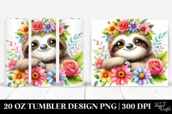 Watercolor Sloth Flower Crown | 20 oz Tumbler Product Image 1