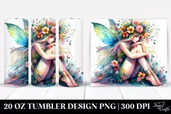 Fairy Sitting Floral Wreath | 20 oz Tumbler Product Image 1