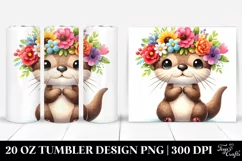 Vibrant Flower Crown Otter Design | 20 oz Tumbler Product Image 1