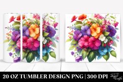 Vibrant Colorful BUQUET Impatiens Watercolor Tumbler Design Product Image 1
