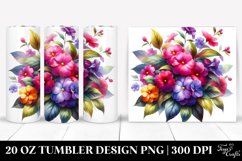Vibrant Colorful BUQUET Impatiens Watercolor Tumbler Design Product Image 1