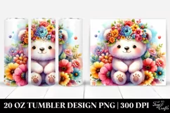 Watercolor Bear Flower Crown | 20 oz Tumbler Product Image 1