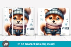 Watercolor Winter Shiba Inu | 20 oz Tumbler Product Image 1
