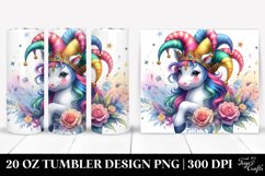 Colorful Jester Hat Unicorn. 20 Oz Tumbler Design Product Image 1