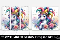 Colorful Jester Hat Unicorn. 20 Oz Tumbler Design Product Image 1