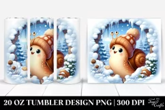 Cute Baby Snail in Winter Scene, Transparent 20 Oz Tumbler Product Image 1