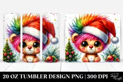 Vibrant Bear with Santa Hat 20 Oz Tumbler Product Image 1