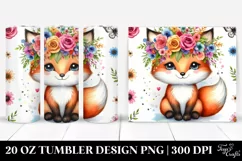Adorned Watercolor Fox with Flower Crown | 20 oz Tumbler Product Image 1