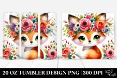 Vibrant Flower Crown Fox Design | 20 oz Tumbler Product Image 1