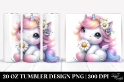 Cute Baby Unicorn with Daisy | 20 Oz Tumbler Product Image 1