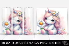 Cute Baby Unicorn with Daisy | 20 Oz Tumbler Product Image 1