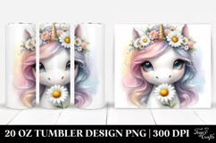 Cute Baby Unicorn with Daisy | 20 Oz Tumbler Product Image 1
