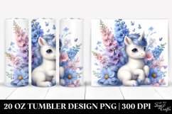 Cute Baby Unicorn with Delphinium | 20 Oz Tumbler Product Image 1