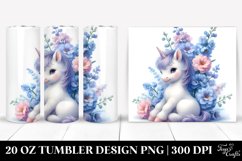 Cute Baby Unicorn with Delphinium | 20 Oz Tumbler Product Image 1