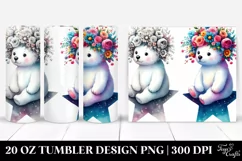 Cartoon Polar Bear Flower Crown 20 Oz Tumbler Product Image 1