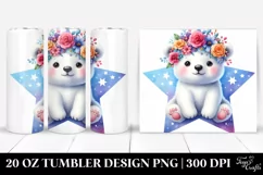 Cartoon Polar Bear Flower Crown 20 Oz Tumbler Product Image 1