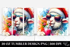 Quirky Lamb Drinking from Colorful Drink | 20 oz Tumbler Product Image 1