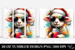 Quirky Lamb Drinking from Colorful Drink | 20 oz Tumbler Product Image 1