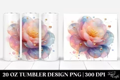 Watercolor Camellia,Abstract Shiny Golden Inclusions | 20 Product Image 1