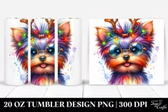 Vibrant Yorkshire Terrier with Crazy Haircut 20 Oz Tumbler Product Image 1