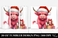 Dumb Pink Highland Cow with Santa Hat 20 Oz Tumbler Product Image 1