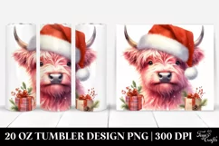 Dumb Pink Highland Cow with Santa Hat 20 Oz Tumbler Product Image 1