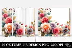 Colorfull Small Roses Watercolor Frame | 20 oz Tumbler Product Image 1