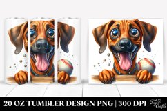 Rhodesian Ridgeback Playing Baseball | 20 Oz Tumbler Product Image 1