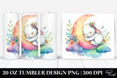 cute baby bunny sleeping on the moon | 20 Oz Tumbler Product Image 1