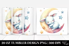 cute baby bunny sleeping on the moon | 20 Oz Tumbler Product Image 1