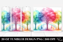 Whimsical Colorful Pastel Rainbow Trees | 20 oz Tumbler Product Image 1