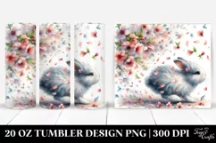 Rabbit Tumbling Spring Petals Watercolor Tumbler Design Product Image 1