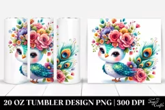 Cartoon Peacock with Flower Crown 20 Oz Tumbler Product Image 1