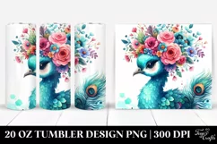 Cartoon Peacock with Flower Crown 20 Oz Tumbler Product Image 1