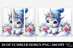 Baby Unicorn with Blue Hat | 20 Oz Tumbler Product Image 1