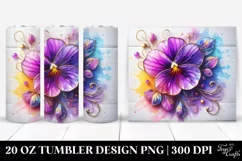 Violet Floral Splash Tumbler Decor Product Image 1