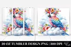 Cute Macaw Cartoon,Watercolor Pastel Design | 20 oz Tumbler Product Image 1