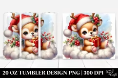 Cute Baby Deer Santa Hat | 20 oz Tumbler Product Image 1
