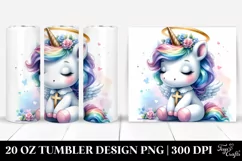 Cute Baby Unicorn with Crocus | 20 oz Tumbler Product Image 1