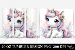 Cute Baby Unicorn with Crocus | 20 oz Tumbler Product Image 1