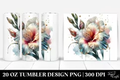 20 Oz Tumbler Sublimation | Colorful Gladiolus Watercolor Product Image 1