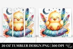 20 Oz Tumbler Sublimation | Colorful Boho Baby Chicken Product Image 1
