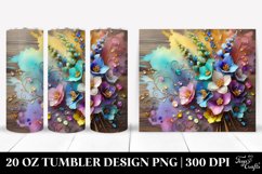 20 Oz Tumbler Sublimation | Colorful Delphinium Wooden Product Image 1