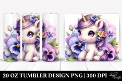 Cute Baby Unicorn with Pansy | 20 oz Tumbler Product Image 1