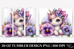 Cute Baby Unicorn with Pansy | 20 oz Tumbler Product Image 1