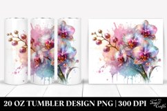 20 Oz Tumbler Sublimation | Shiny Orchid Watercolor Splash Product Image 1