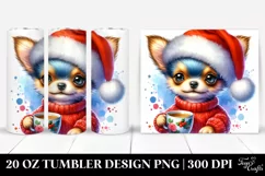 Festive Chihuahua with Tea Cup 20 Oz Tumbler Product Image 1