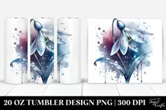 20 Oz Tumbler Sublimation | Glossy Snowdrop Watercolor Product Image 1