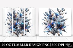 20 Oz Tumbler Sublimation | Shiny Lobelia Watercolor Splash Product Image 1