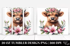 Cute Highland Cow with Magnolia Wreath Product Image 1